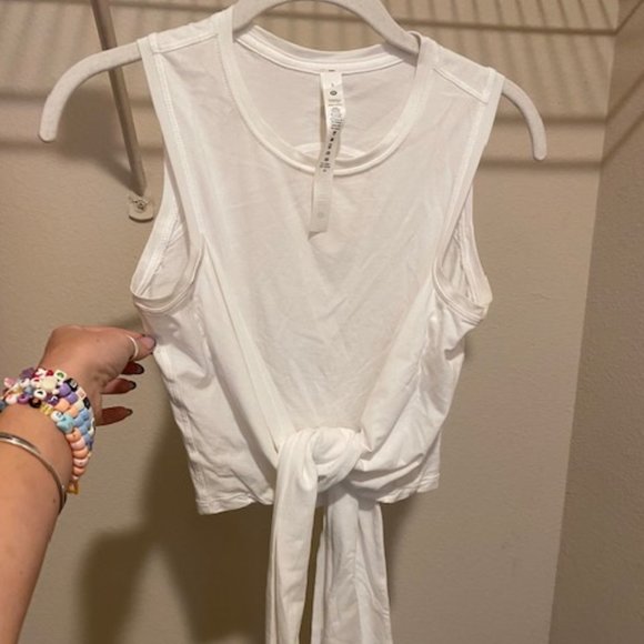 Lululemon White Muscle Tank with Transformation Ties - Picture 1 of 5